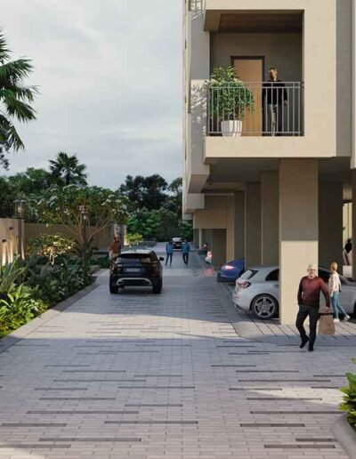 Mahima Valenza's modern architectural facade in Patrakar Colony, Jaipur